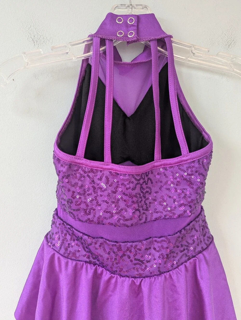 Weissman Girls Purple Sequin & Mesh Biketard Leotard Dance Costume